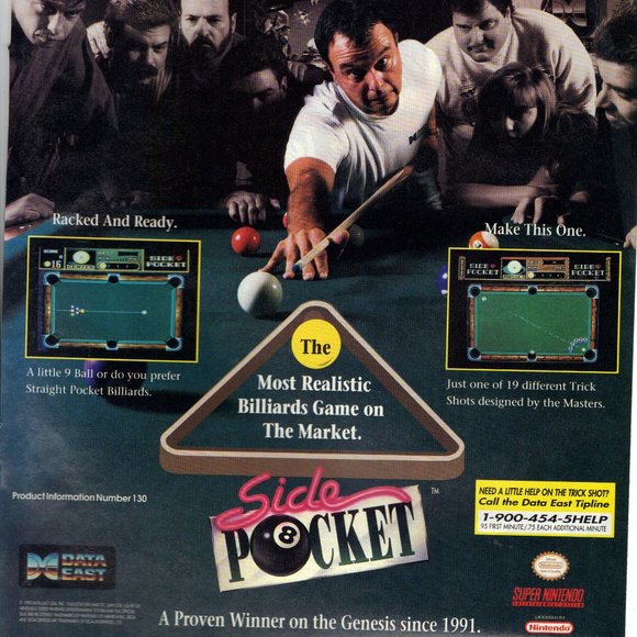 Vintage 1994 Print Ad for Side Pocket Pool - Super Nintendo PA612 - Picture 1 of 1